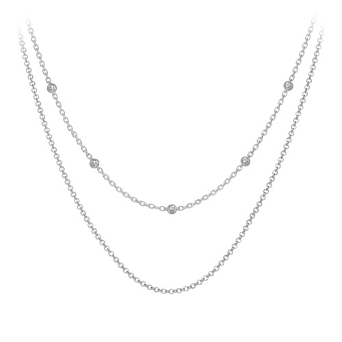 Personalized Necklace Layering Set with Ball Station Chain and Cable Chain