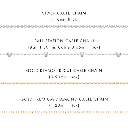 Personalized Necklace Layering Set with Ball Station Chain and Cable Chain – 18K Gold Plated Silver