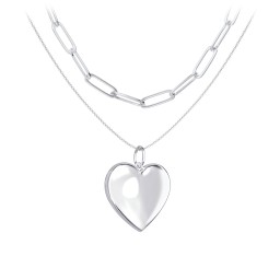 Engravable Heart Locket Necklace Layering Set with Paper Clip Chain