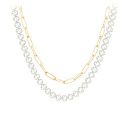 Personalized Pearl and Paper Clip Necklace Layering Set