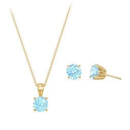 Solitaire Birthstone Necklace and Earrings Set