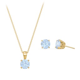 Solitaire Birthstone Necklace and Earrings Set