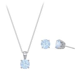 Solitaire Birthstone Necklace and Earrings Set