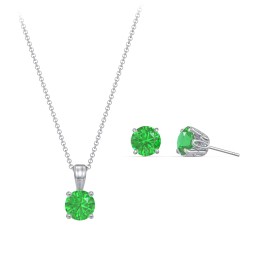 Solitaire Birthstone Necklace and Earrings Set