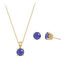 Solitaire Birthstone Necklace and Earrings Set