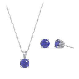 Solitaire Birthstone Necklace and Earrings Set