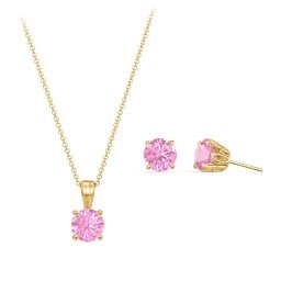 Solitaire Birthstone Necklace and Earrings Set