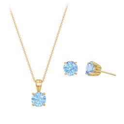 Solitaire Birthstone Necklace and Earrings Set