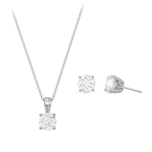 Solitaire Birthstone Necklace and Earrings Set