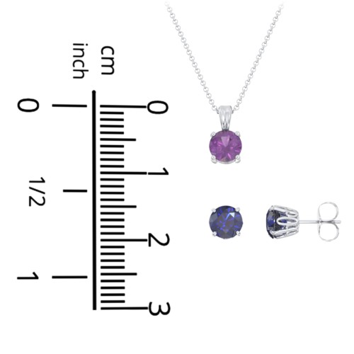 Solitaire Birthstone Necklace and Earrings Set – 10K Yellow Gold with Alexandrite