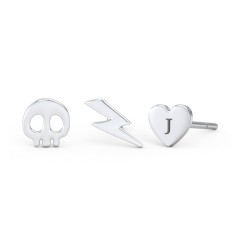 Engravable Edgy & Bold Stud Earrings Stack - Set of 3 – Sterling Silver
