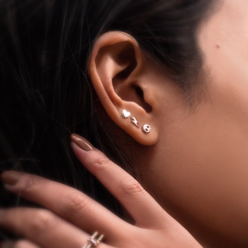 Engravable Edgy & Bold Stud Earrings Stack - Set of 3 – Sterling Silver