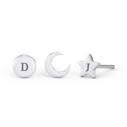 Engravable Celestial Stud Earrings Stack - Set of 3