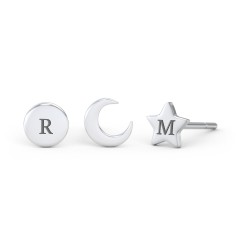 Engravable Celestial Stud Earrings Stack - Set of 3 – 10K Yellow Gold