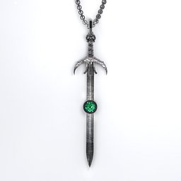 Carmilla - Sword of Hastur Pendant with Gemstone in 925 Sterling Silver with Emerald