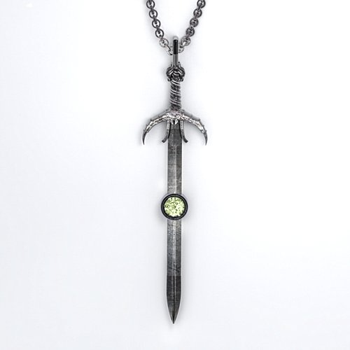 Carmilla - Sword of Hastur Pendant with Gemstone – Sterling Silver with Peridot