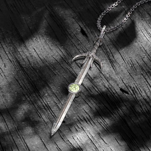 Carmilla - Sword of Hastur Pendant with Gemstone – Sterling Silver with Peridot