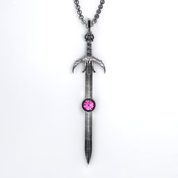 Carmilla - Sword of Hastur Pendant with Gemstone in 925 Sterling Silver with Pink Tourmaline
