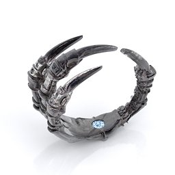 Carmilla - Claw Ring with Hidden Gemstone in 925 Sterling Silver with Aquamarine