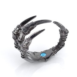 Carmilla - Claw Ring with Hidden Gemstone in 925 Sterling Silver with Blue Topaz
