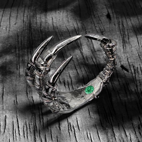 Carmilla - Claw Ring with Hidden Gemstone – Sterling Silver with Emerald