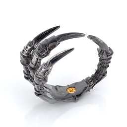 Carmilla - Claw Ring with Hidden Gemstone in 925 Sterling Silver with Citrine