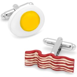 Bacon and Eggs Breakfast Cufflinks in