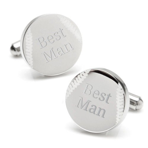 Engravable Baseball Cufflinks – Stainless Steel