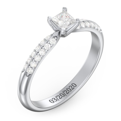 1/4 ct. Princess Gemstone Engagement Ring with Double Row Accents
