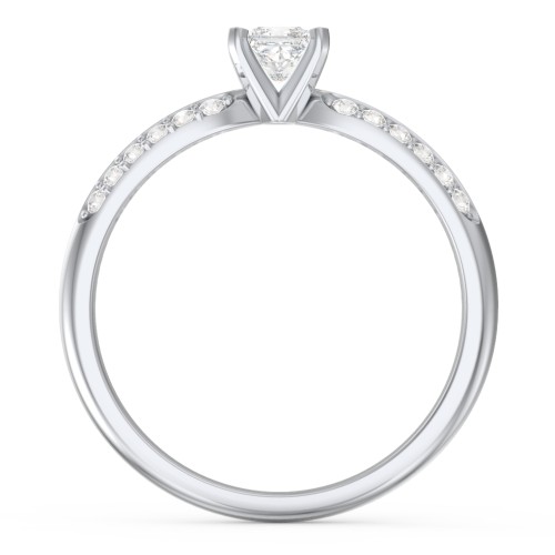 1/4 ct. Princess Gemstone Engagement Ring with Double Row Accents
