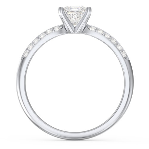 1/2 ct. Princess Gemstone Engagement Ring with Double Row Accents – Sterling Silver with White Premium Zirconia