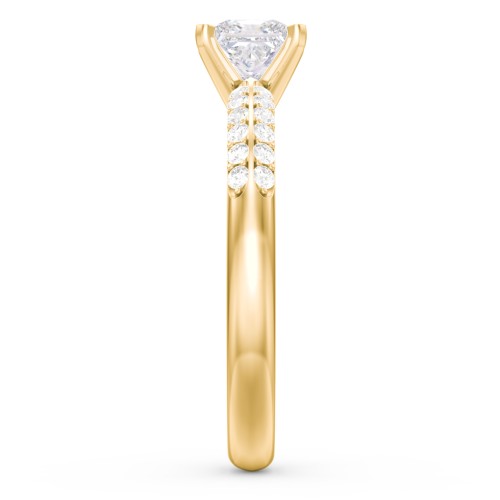 1/2 ct. Princess Gemstone Engagement Ring with Double Row Accents – 10K Yellow Gold with White Premium Zirconia