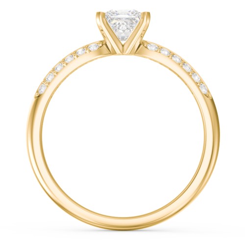 1/2 ct. Princess Gemstone Engagement Ring with Double Row Accents – 10K Yellow Gold with White Premium Zirconia