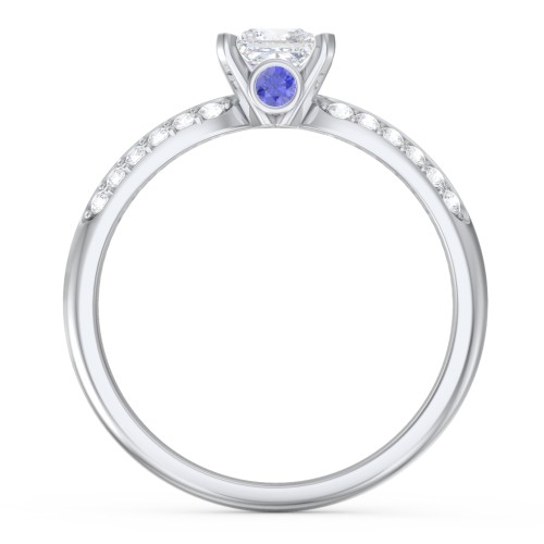 1/2 ct. Princess Gemstone Peek-A-Boo Engagement Ring with Double Row Accents