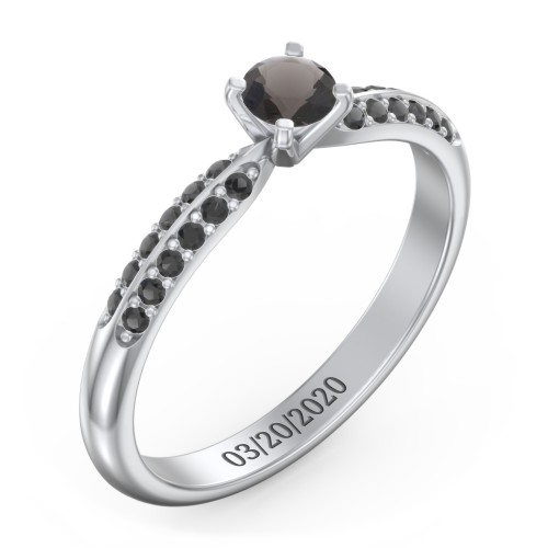 1/4 ct. Round Gemstone Engagement Ring with Double Row Accents