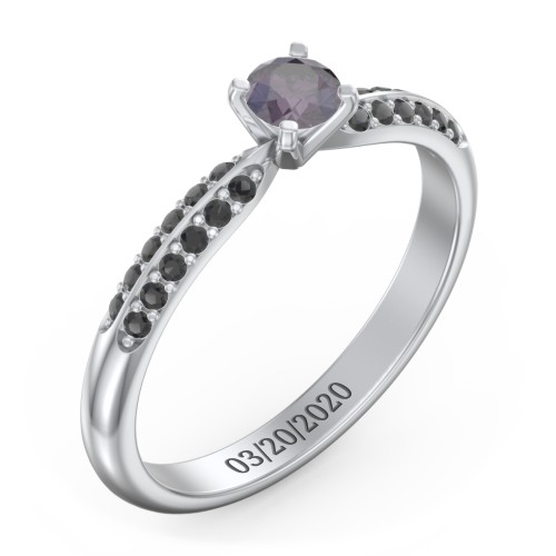 1/4 ct. Round Gemstone Engagement Ring with Double Row Accents