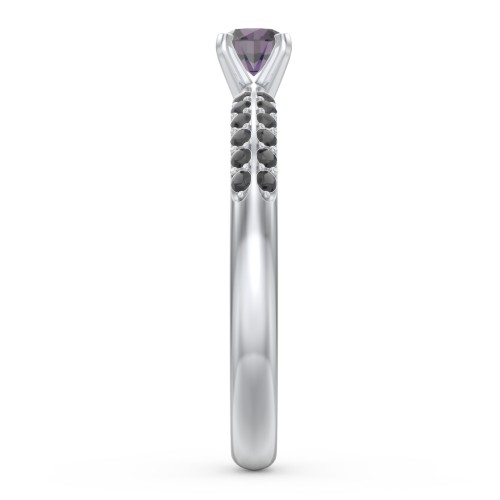 1/4 ct. Round Gemstone Engagement Ring with Double Row Accents