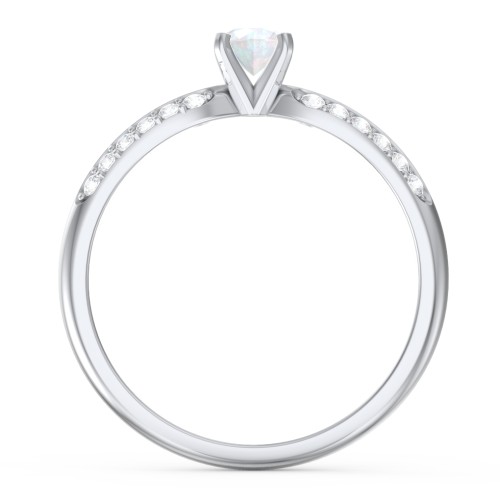 1/4 ct. Round Gemstone Engagement Ring with Double Row Accents