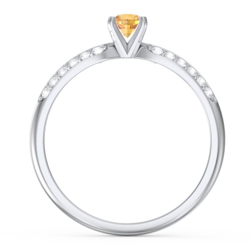 1/4 ct. Round Gemstone Engagement Ring with Double Row Accents