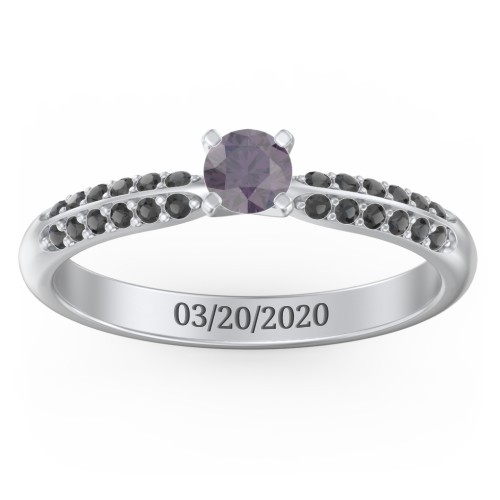 1/4 ct. Round Gemstone Engagement Ring with Double Row Accents