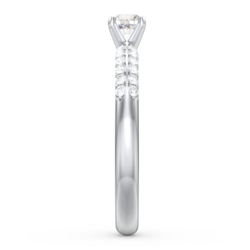 1/4 ct. Round Gemstone Engagement Ring with Double Row Accents – Sterling Silver with Cubic Zirconia and White Premium Zirconia