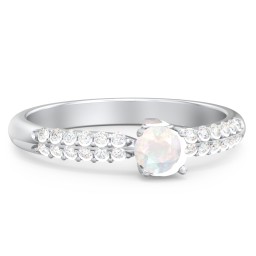 1/4 ct. Round Gemstone Peek-A-Boo Engagement Ring with Double Row Accents