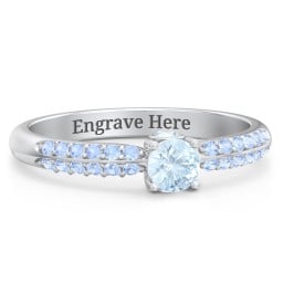 1/4 ct. Round Gemstone Peek-A-Boo Engagement Ring with Double Row Accents
