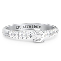1/4 ct. Round Gemstone Peek-A-Boo Engagement Ring with Double Row Accents