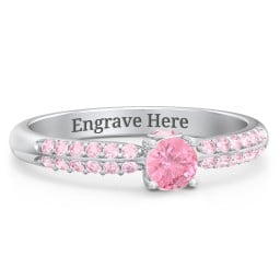 1/4 ct. Round Gemstone Peek-A-Boo Engagement Ring with Double Row Accents