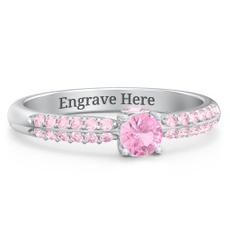 1/4 ct. Round Gemstone Peek-A-Boo Engagement Ring with Double Row Accents