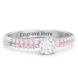 1/3 ct. Round Gemstone Engagement Ring with Double Row Accents