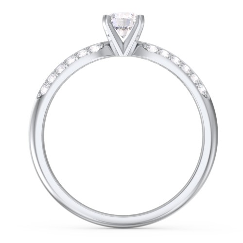 1/3 ct. Round Gemstone Engagement Ring with Double Row Accents – Sterling Silver with White Premium Zirconia