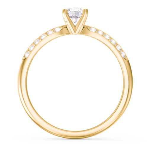 1/3 ct. Round Gemstone Engagement Ring with Double Row Accents – 10K Yellow Gold with White Premium Zirconia