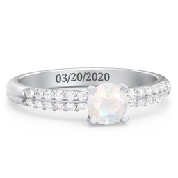 1/2 ct. Round Gemstone Engagement Ring with Double Row Accents
